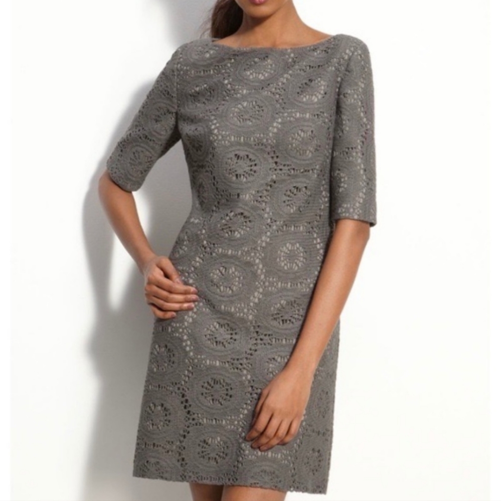 Adrianna Papell Gray Crochet Lace Dress - Size 8